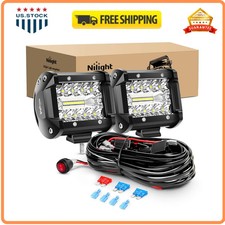 2PCS Nilight 4 inch 60W LED Light Bar Flood Spot Combo Work Lamp Wiring Harness picture