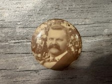 Antique 1898 Celluloid Photo Pinback Button Victorian Man Portrait picture