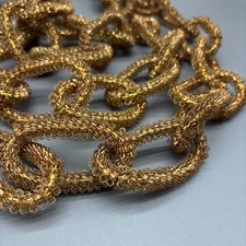 Vintage German Gold Crinkle Wire Christmas Tree Chain Garland 6 Strands 42 Ft picture