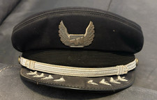 VINTAGE Western Air Lines   Pilot HAT + BADGE PIN Indian Chief BUTTON Bullion picture