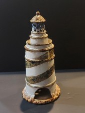 Vintage Large Lighthouse Votive Candle Holder Ceramic Glazed Art picture