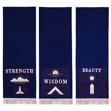 Handcrafted on Velvet Masonic Blue Lodge Pedestal Covers Silver - Set of Three picture