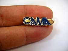 Vintage CAMA Arrow Logo Pin Blue Enamel Gold Tone Lapel Hat Tie Tack Advertising picture