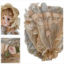 Antique Lace Reticule Purse Silk Ribbon Work Flowers Rose for Doll Bonnet Crafts picture