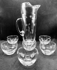 VINTAGE QUARTEZ MCM ATOMIC STARDUST PITCHER ROLY POLY GLASSES SET RETRO BAR CUPS picture