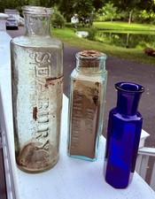 Rare Lot Of (3) Seaburys Cough Balsam OP Doc Marshall’s Snuff Contents Cork Blue picture