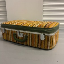 RARE Vintage Ventura Tweed Travel Luggage Harry Potter Vertical Stripe 60s 70s picture