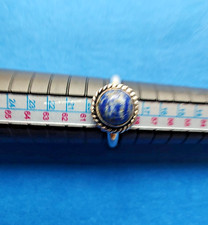 Vintage Blue Sodalite Statement Ring Size 8.75 Boho Tribal Patina Silver Jewelry picture