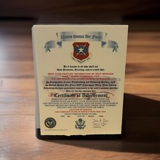 U.S.A.F. / AIR FORCE 688TH CYBERSPACE WING - CERTIFICATE OF ACHIEVEMENT picture