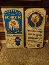 Pabst Blue Ribbon Beer Signs. Wood. Wisconsin Beer. picture