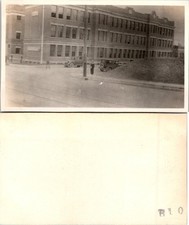 1920s two Cars and Woman in front of large Building B+W Photo S0052 picture