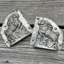 Antique Van Emden German Easter Bunny Jumping Flowers Chocolate Candy Mold, 8467 picture