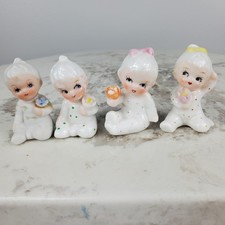 Vintage Set of 4 Miniature Baby Figurines Polka Dots Lipco Taiwan  picture