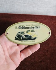 VINTAGE ENAMEL AUTOMOBILE CAR CLUB BADGE # OLDTIMER VW BEETLE T1 RALLY 2009 picture