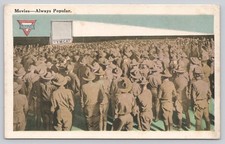 Vintage YMCA Outdoor Movie Crowd Postcard White Border Era 1915-1930 picture