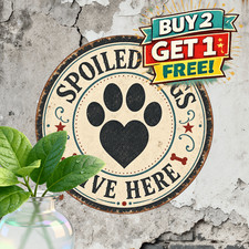 Puppy Paw Print Round Sign Durable Dog Lover Wall Art Metal Plaque picture