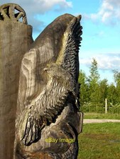 Photo 6x4 RSPB Wood carving way marker. Fairburn Ings Castleford  c2021 picture