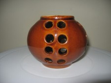 Brown Ceramic Pottery Flower Frog or Tealight Candleholder 32 Holes Vintage picture