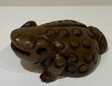 Hand Carved Three Legs Frog Toad Figurine 1x2x1.5” China picture