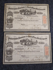 Philadelphia Lancaster Cherry Run Oil Co Stock Certificate Vintage US LOT of 2 picture