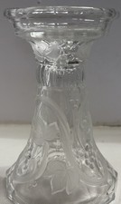 Vintage 8” Clear Pressed Glass Candlestick Grape Vine Pedestal picture