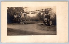 RPPC Fairview Inn Entrance Gate Stone Pillars Roadside Inn Real Photo Postcard picture