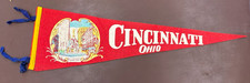 VINTAGE 1950s CINCINNATI OHIO PENNANT BANNER FLAG 25.5