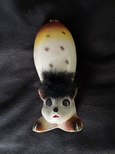 Vintage Unbranded Ceramic Squirrel With Fur Bank Figurine picture