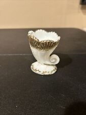 Victorian Milk Glass Cornucopia Toothpick Holder Gold Accents  picture