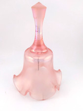 Fenton Pink Satin Iridescent Ruffled Glass Bell - Fenton 75th Year 1980 picture