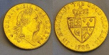 1788 English Coin King George III Vintage Old Milled Royal Gold Lustre Antique picture
