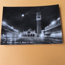 VENICE - PIAZZA S. NIGHT FRAME - BLACK AND WHITE POSTCARD TRAVELLED picture