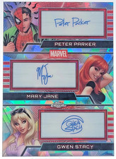 2026 Topps Chrome SAPPHIRE Marvel /5 SPIDER-MAN Peter Parker MJ Gwen Triple Auto picture