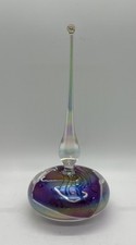 Eric Brakken Glasshouse Studios Iridescent Art Glass Perfume Bottle 1987 Signed picture