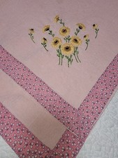 Vintage 1950s Embroidered Sunflower Tablecloth picture