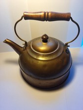 • Vintage Paul Revere Ware Copper Tea Kettle Pot Wood Handle Knob Rome NY Rustic picture