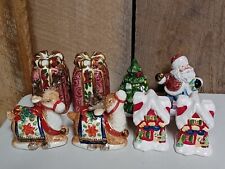 Lot of 4 Christmas Salt & Pepper Shakers Reindeer Santa Tree Presents & Houses picture