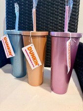 NWT Dunkin 24oz Iridescent Stainless Steel. Rose Gold, Purple, and Blue. picture