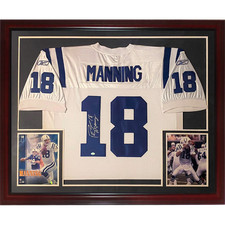 Peyton Manning Autographed Indianapolis Colts (White #18) Deluxe Framed Jersey picture