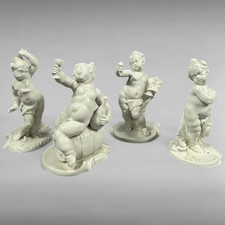 Set of 4 Nymphenburg Porcelain Drunken Cherub Figurines Blanc de Chine picture