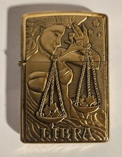 VTG RARE ZIPPO LIBRA ZODIAC SERIES DESIGN BARRETT SMYTHE BRASS 2000 picture