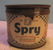 VINTAGE SPRY VEGATABLE SHORTENING   EMPTY STORAGE TIN 4