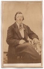 ANTIQUE CDV CIRCA 1860s U.E. BABB HANDSOME YOUNG MAN IN SUIT AUBURN INDIANA picture