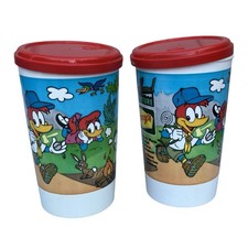 VTG Denny's Kids Cups Woody Woodpecker Wild West Adventures 1997 Set Of 2 W/Lids picture