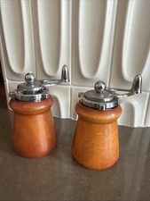 Vintage William Bounds Original 4” Wood Salt And Pepper Shaker With Heart Handle picture