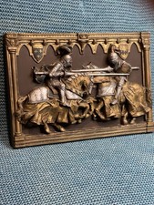 Vintage Marcus Designs Medieval Fighting Knights Heavy Wall Plaque 12.5x9 picture
