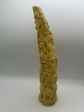 Vintage Resin Carved Faux Tusk Shape- Animal Kingdom - 14” Damaged / Broken Tip picture