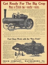 1915 Frick Co. Waynesboro PA Steam Traction Engine NEW METAL SIGN: 9x12