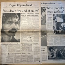 Steve Prefontaine Death Eugene Register-Guard May 30, 1975 Secs A & D picture