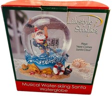 Musical Water Skiing Santa Water Globe Music Box Lifestyle Studios Christmas picture